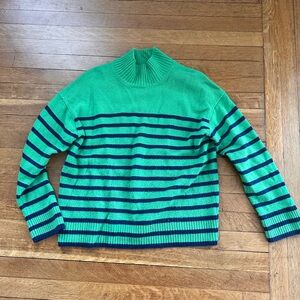 RAILS Green Striped Mock-Neck Sweater